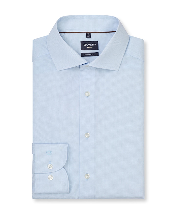 Heren overhemd lange mouw blauw