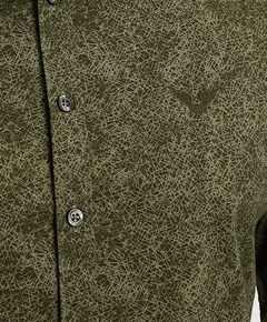 Heren overhemd lange mouw groen