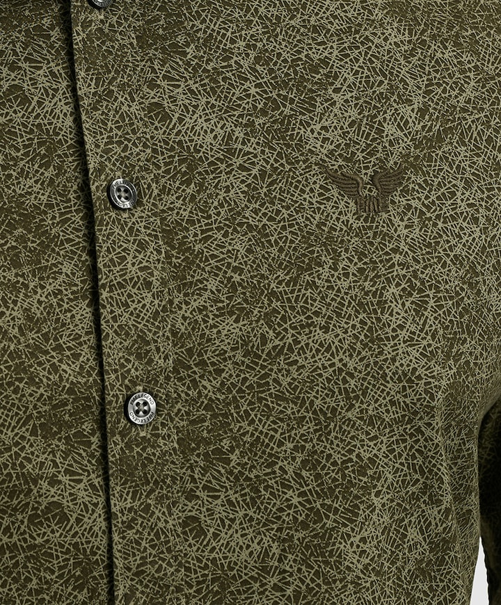 Heren overhemd lange mouw groen