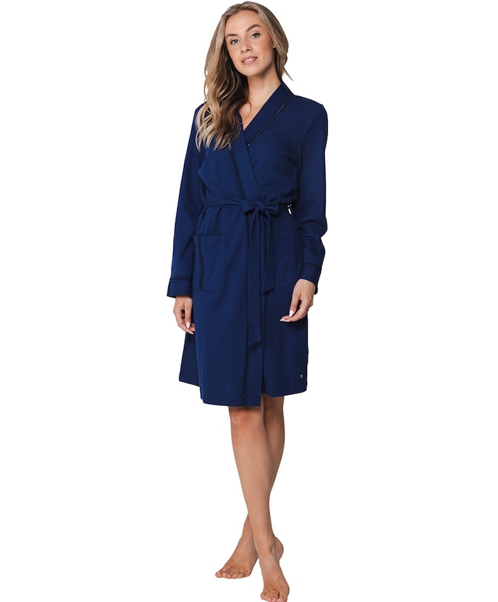Dames ochtendjas blauw