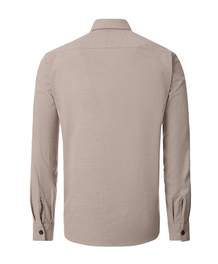 Heren overhemd lange mouw beige