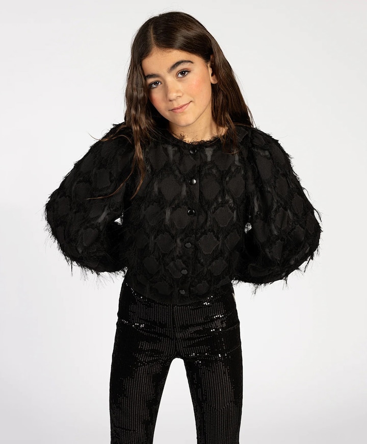 Meisjes blouse lange mouw zwart