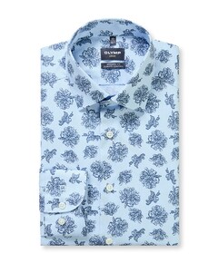 Heren overhemd lange mouw blauw