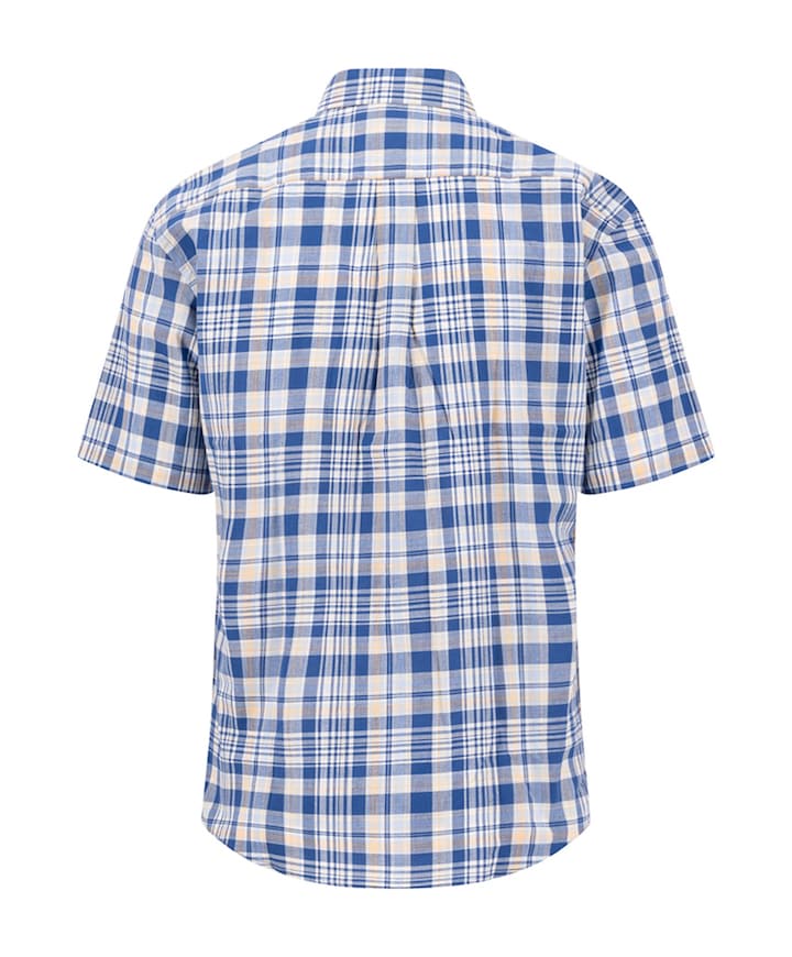 Heren overhemd korte mouw blauw