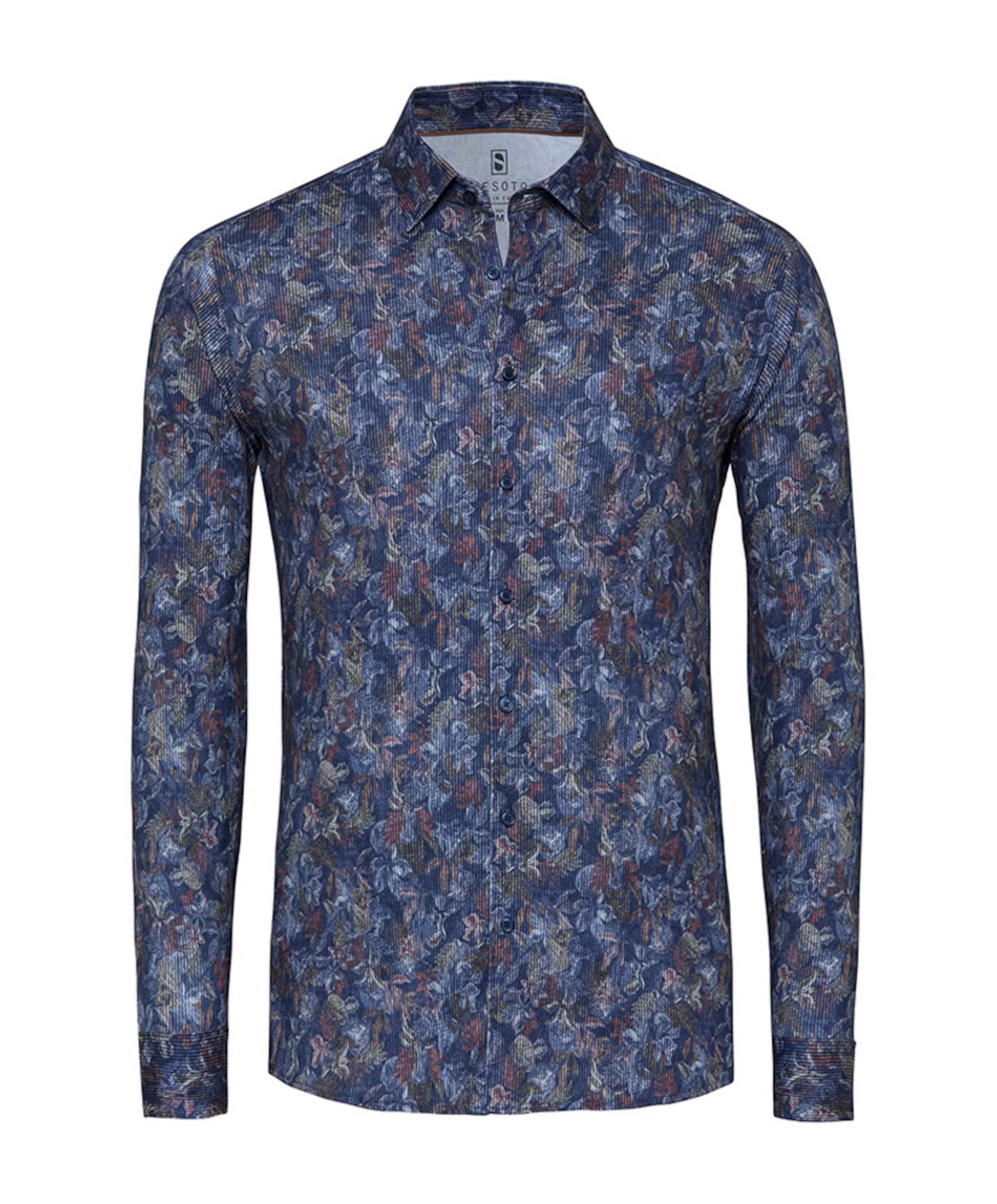 Heren overhemd lange mouw blauw