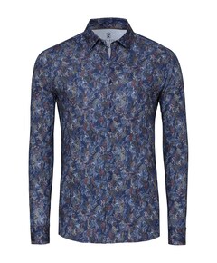 Heren overhemd lange mouw blauw