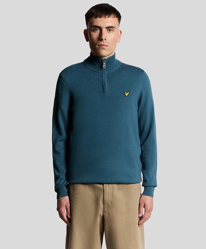 Heren trui met rits blauw