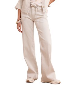 Lurex Wide-Leg Denim dames broek beige