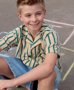 Jongens overhemd korte mouw groen