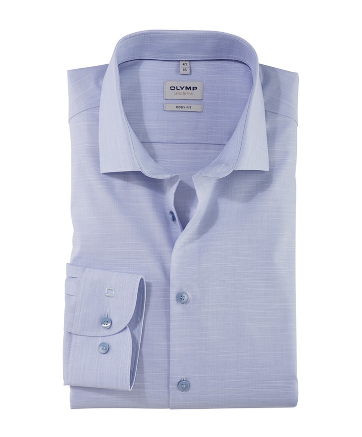 Heren overhemd lange mouw blauw