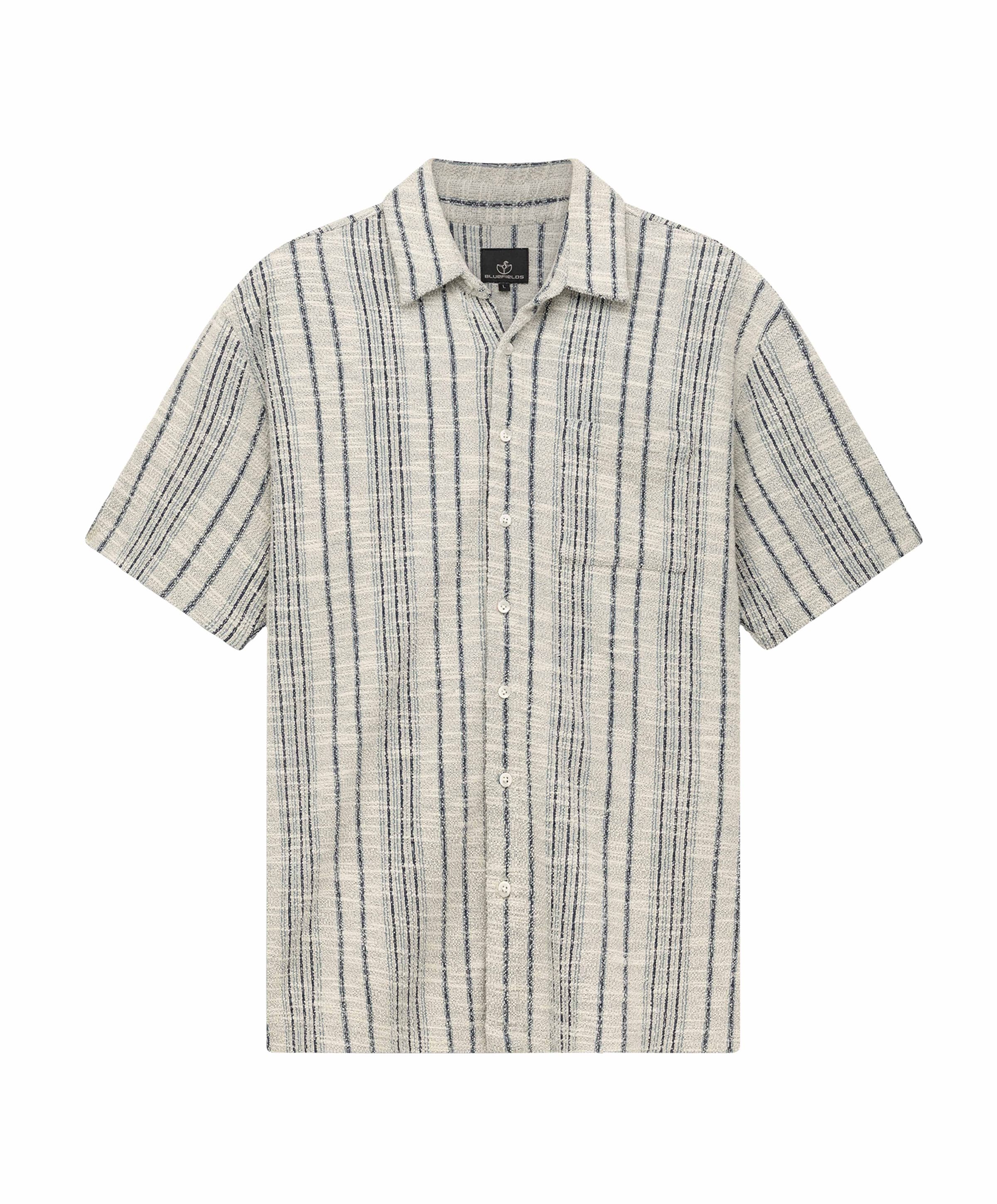 Heren overhemd korte mouw blauw