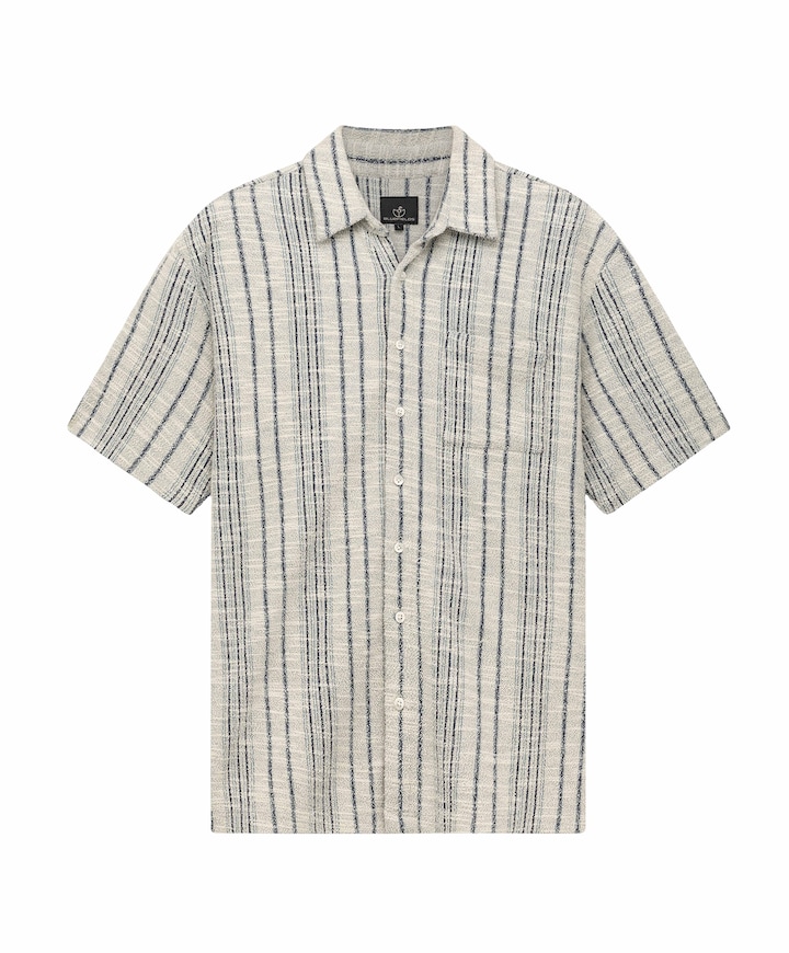 Heren overhemd korte mouw blauw