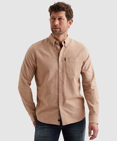 Heren overhemd lange mouw bruin