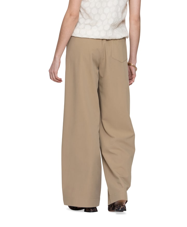 Wide drawstrings dames broek beige