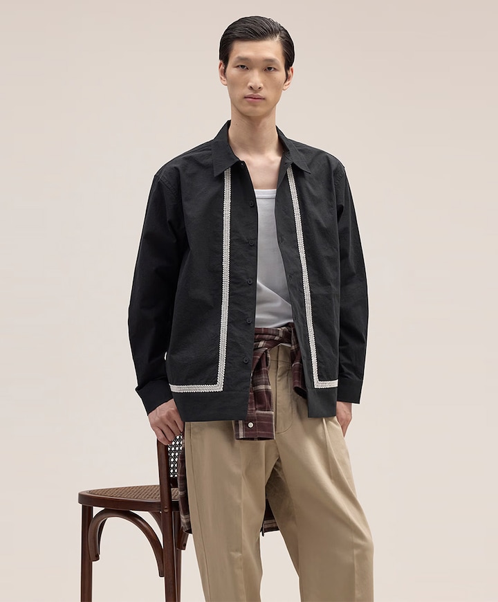 Heren overhemd lange mouw zwart