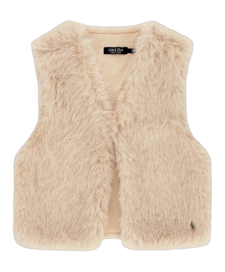 Meisjes bodywarmer beige