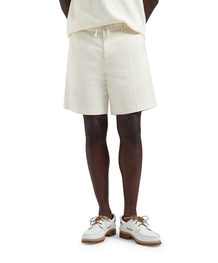 Cotton linen korte broek ecru