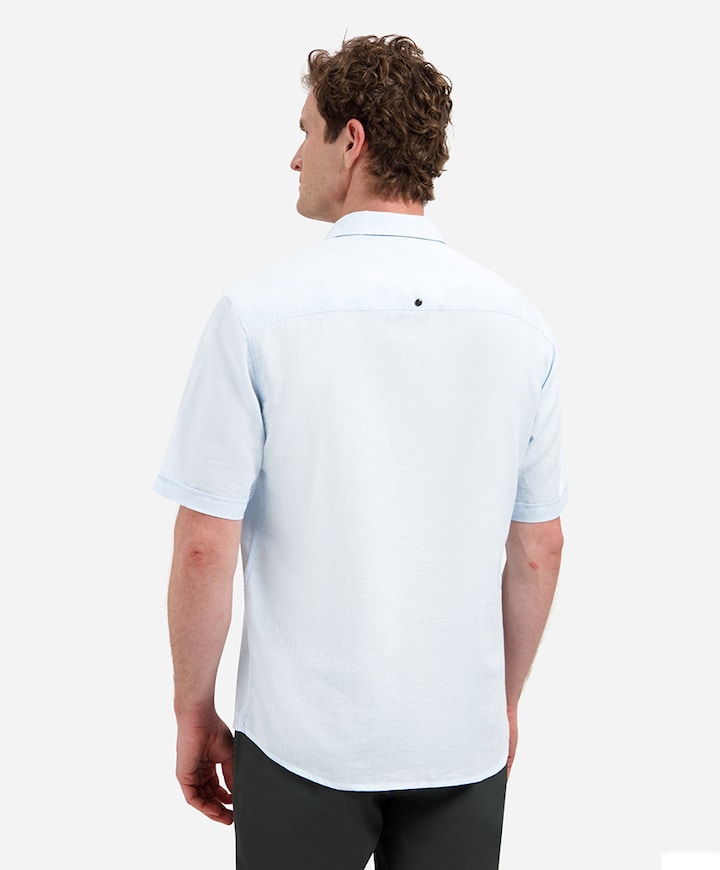 Heren overhemd korte mouw blauw