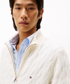 Heren trui met rits ecru