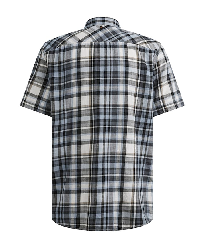Heren overhemd korte mouw blauw