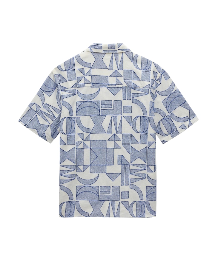 Heren overhemd korte mouw ecru