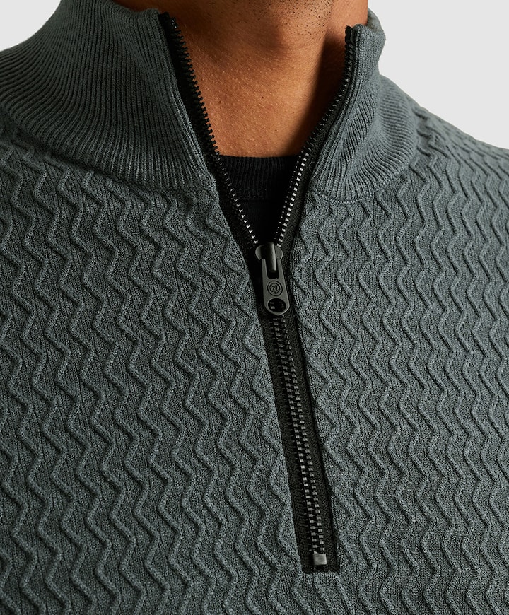 Heren trui met rits blauw