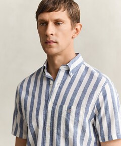 Heren overhemd korte mouw blauw