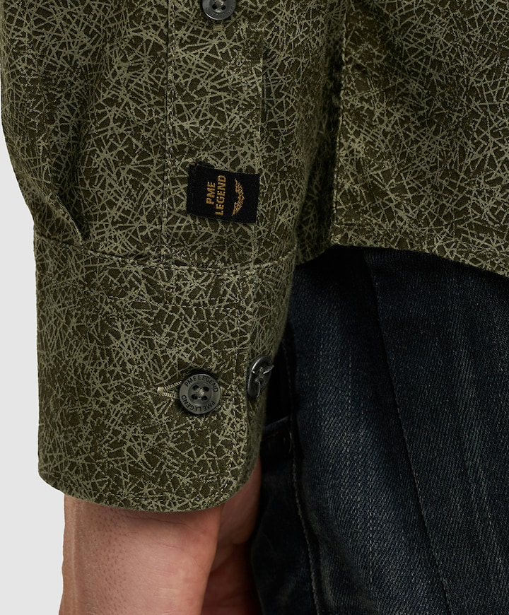 Heren overhemd lange mouw groen