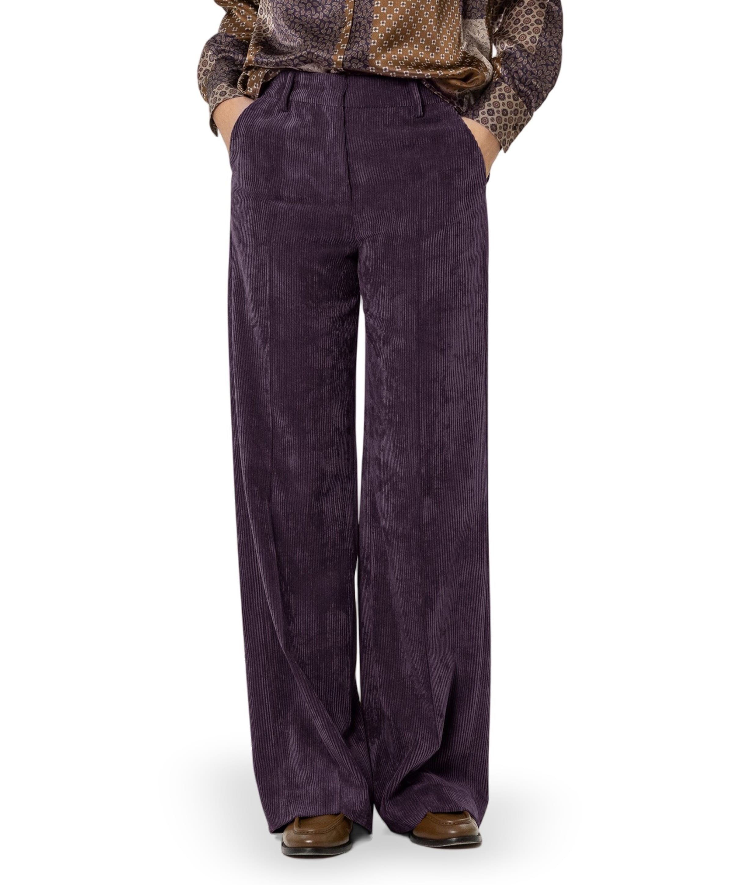 Cord-Wideleg-Pants dames broek paars