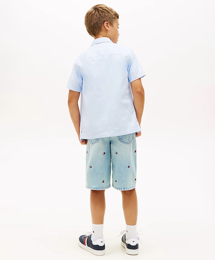 Jongens overhemd korte mouw blauw