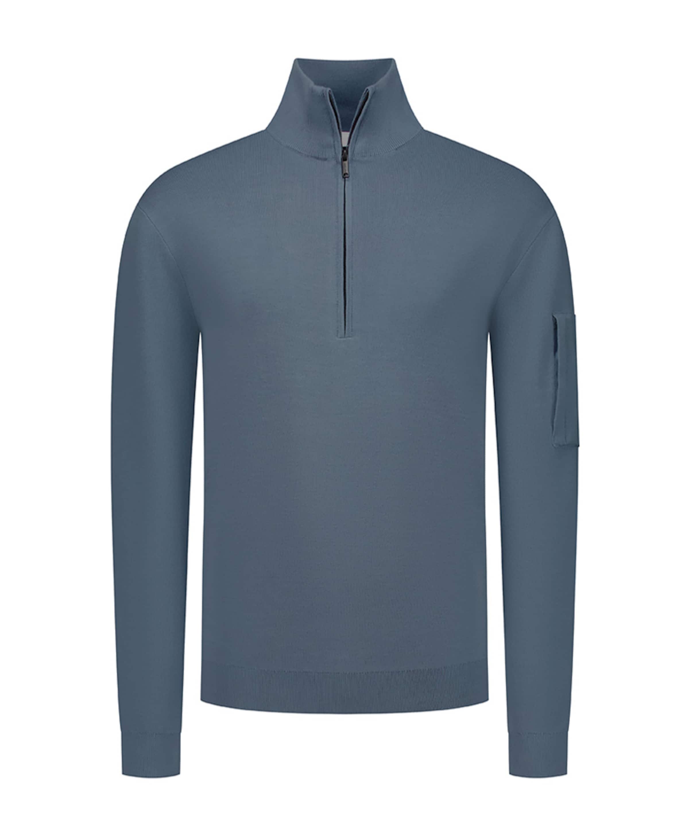 Heren trui met rits blauw