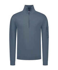 Heren trui met rits blauw