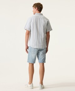 Heren overhemd korte mouw blauw