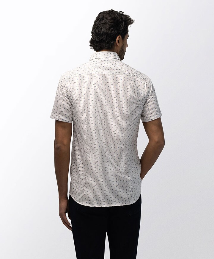 Heren overhemd korte mouw blauw