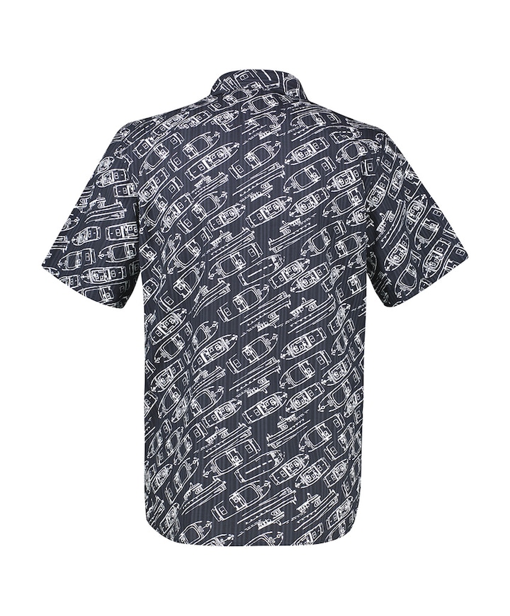 Heren overhemd korte mouw blauw