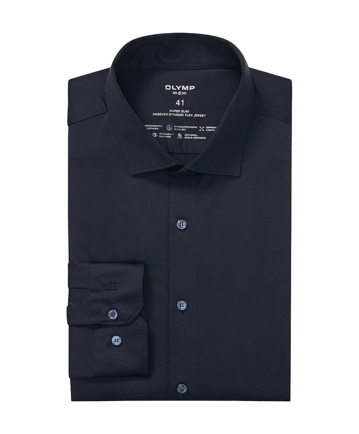 Heren overhemd lange mouw blauw