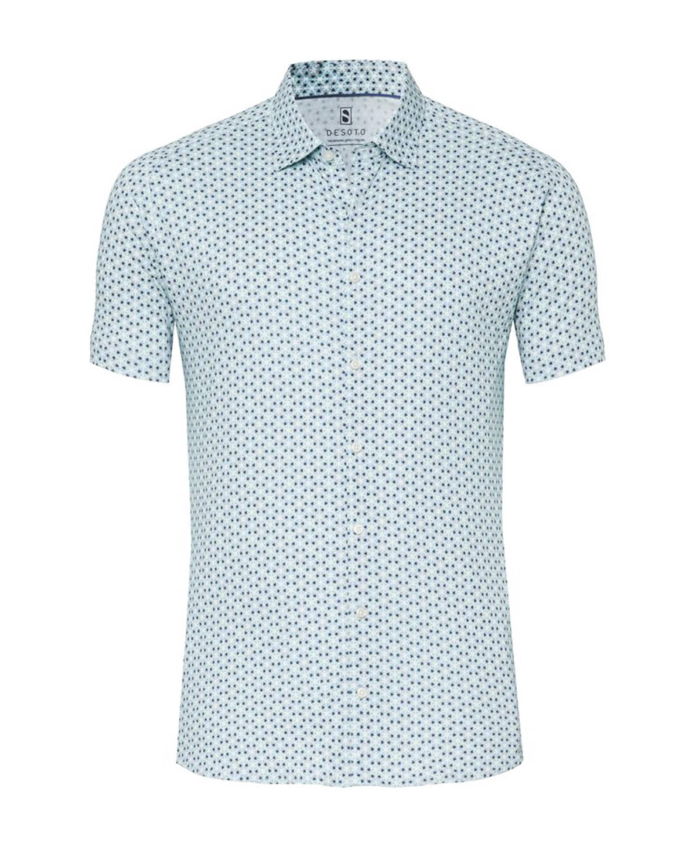 Heren overhemd korte mouw blauw