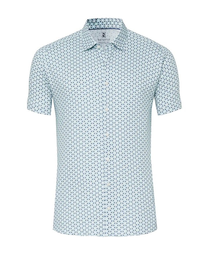 Heren overhemd korte mouw blauw