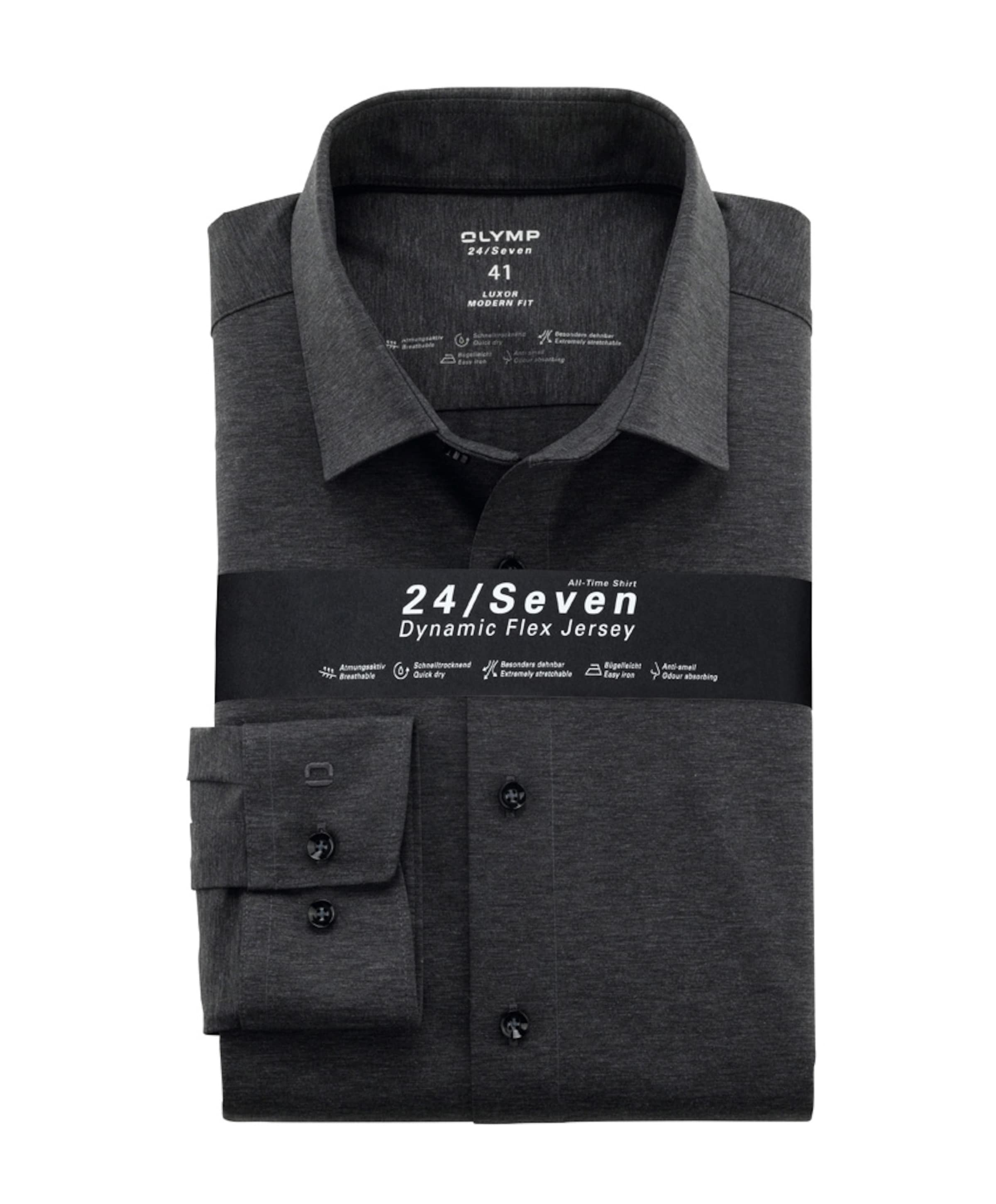 Heren overhemd lange mouw grijs