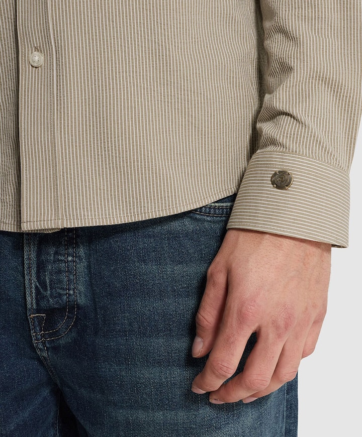 Heren overhemd lange mouw grijs