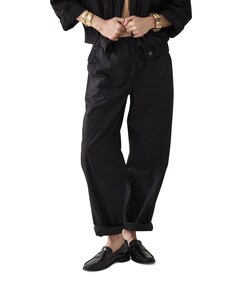 Loose Breezy cotton canvas dames broek zwart