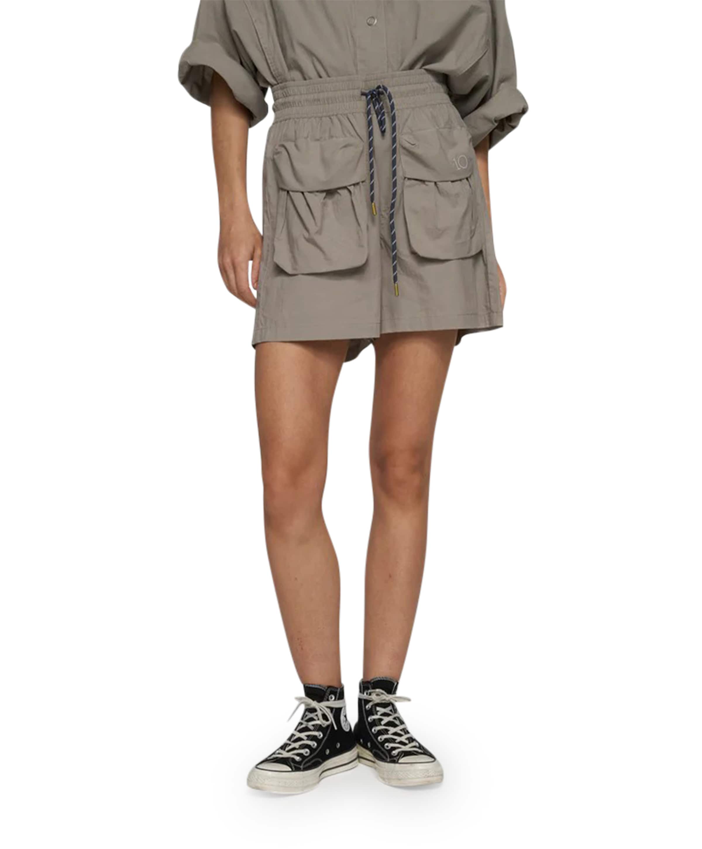 crinkle utility dames korte broek grijs