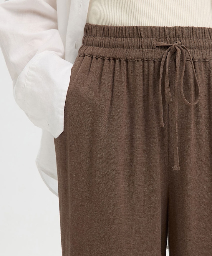 SLFVIVA-GULIA MW LONG LINEN PANT NO dames broek bruin