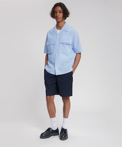 Heren overhemd korte mouw blauw
