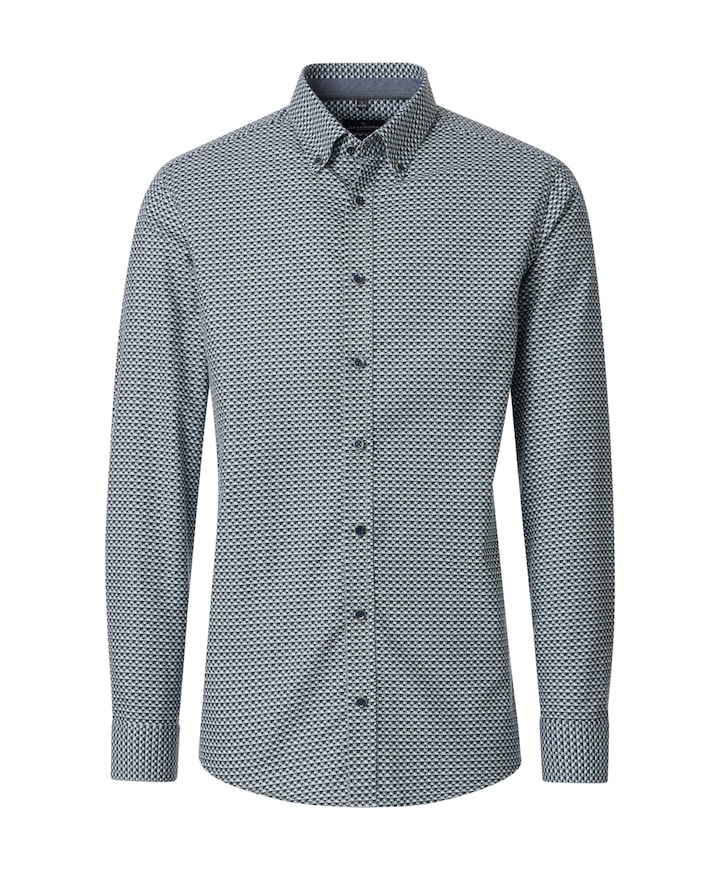 Heren overhemd lange mouw blauw