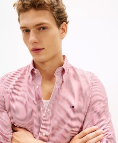 Heren overhemd lange mouw rood