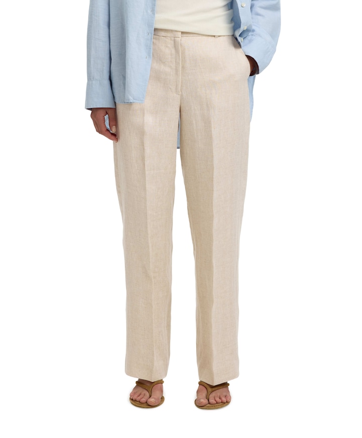 SLFWIDE IDA MW LINEN dames pantalon ecru