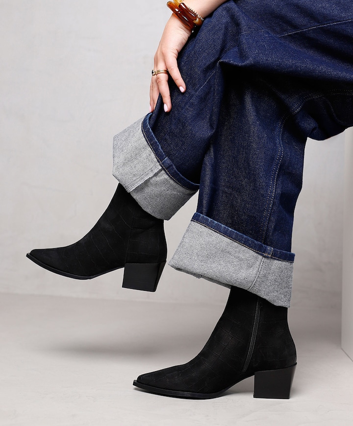 Kate Malina dames enkellaarzen zwart