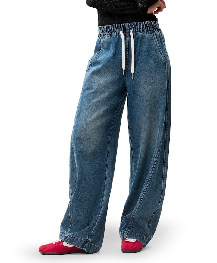 Barrel fit jogger dames jeans blauw