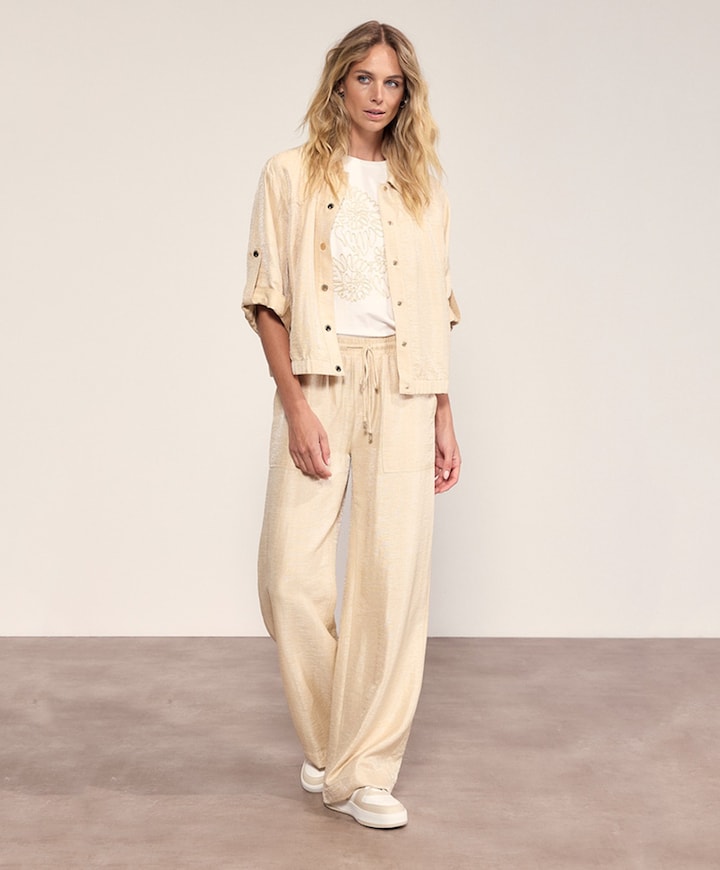 Shimmer Wide-Leg dames broek beige